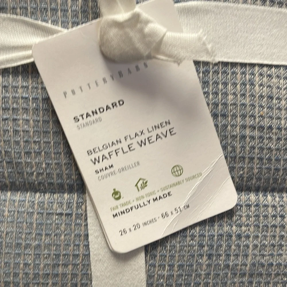 Pottery Barn European Flax Linen Waffle Sham in Chambray